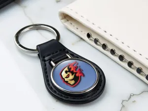 Leather Keychain Durable Material Racing Design